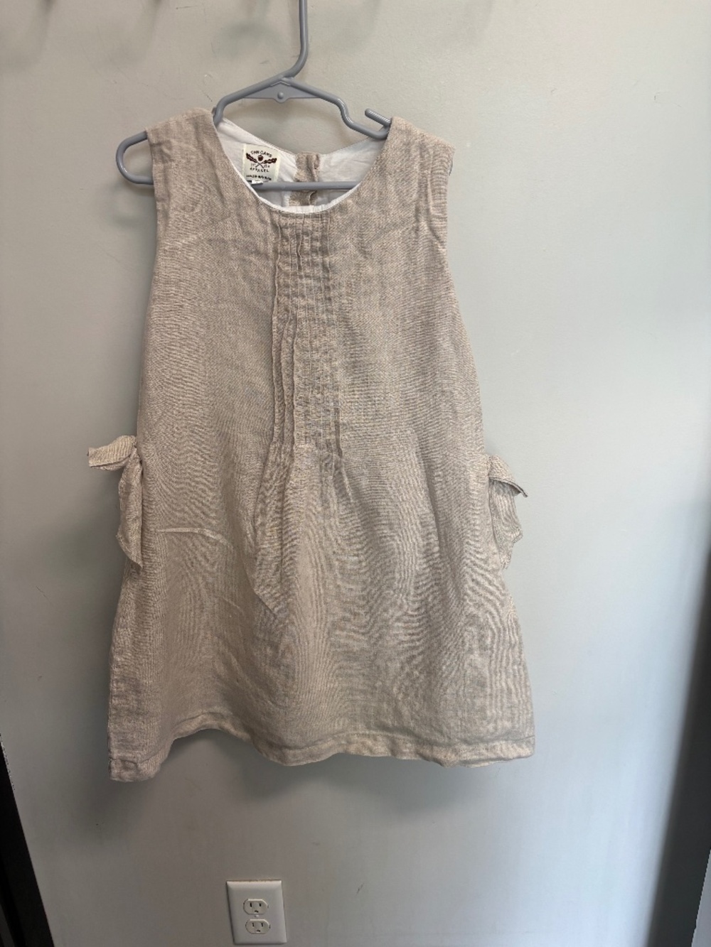 The Oaks Apparel Tan Linen Sleeveless Dress - Size 8 Girls - Natural
